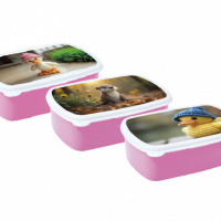 Personalisierte Brotdose Pink – gestrickte Ente mit Name